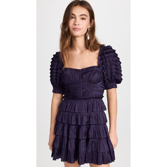 Ulla Johnson Lucette Puff Sleeve Tiered Dress Size 2